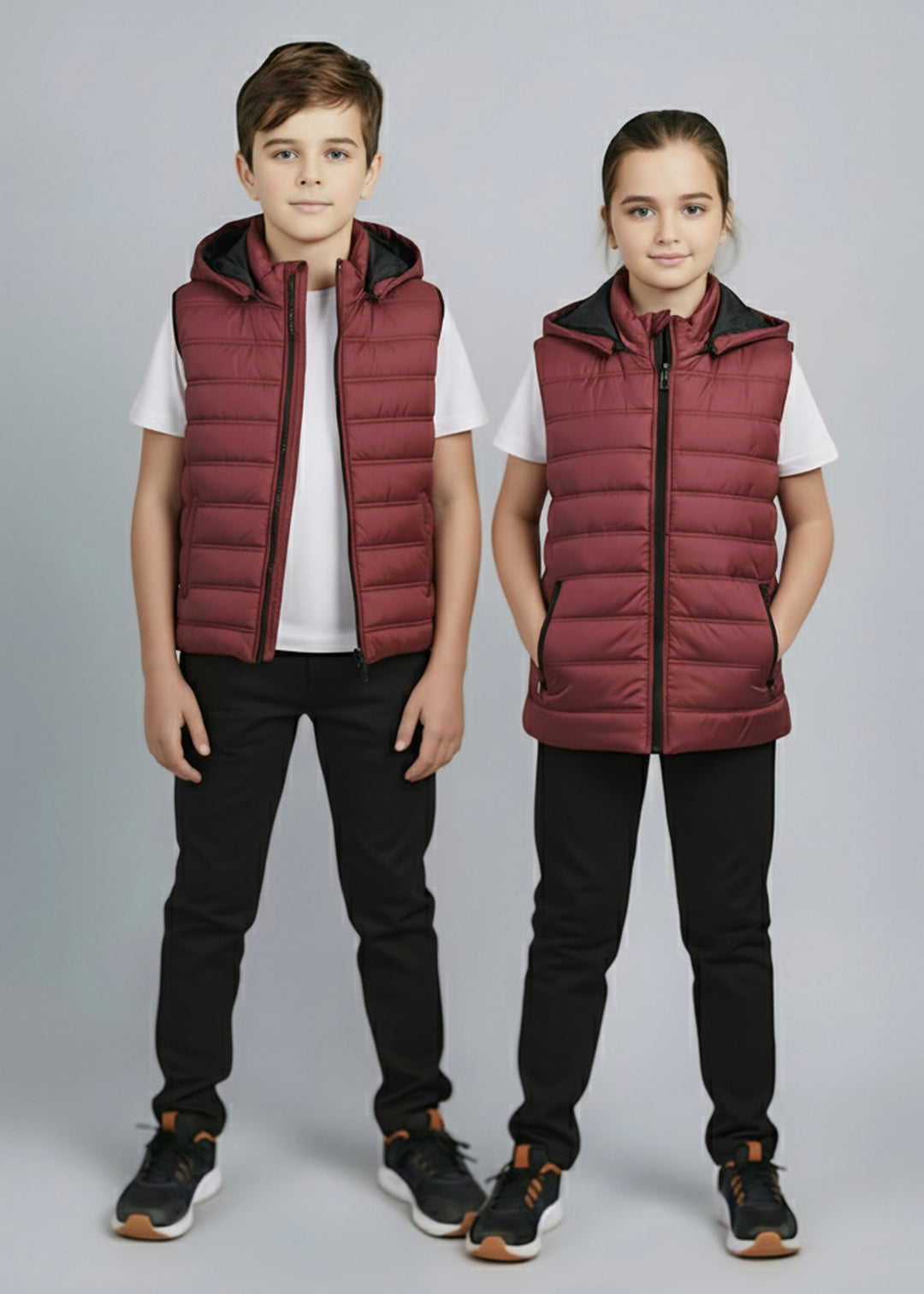Removable Hood Puffer - Maroon Kids