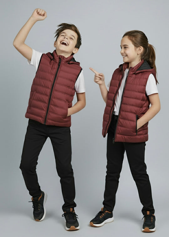 Removable Hood Puffer - Maroon Kids