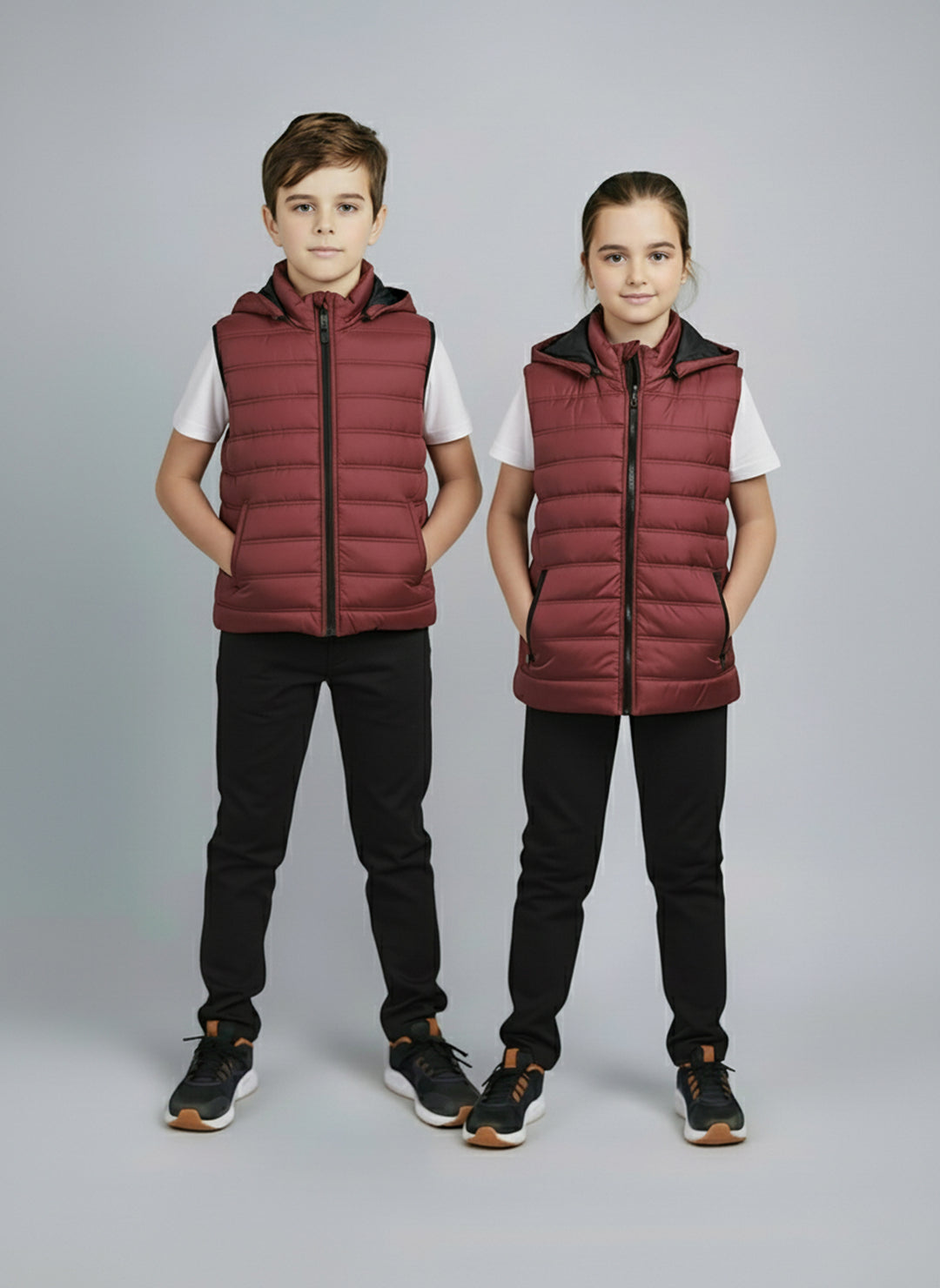 Removable Hood Puffer - Maroon Kids