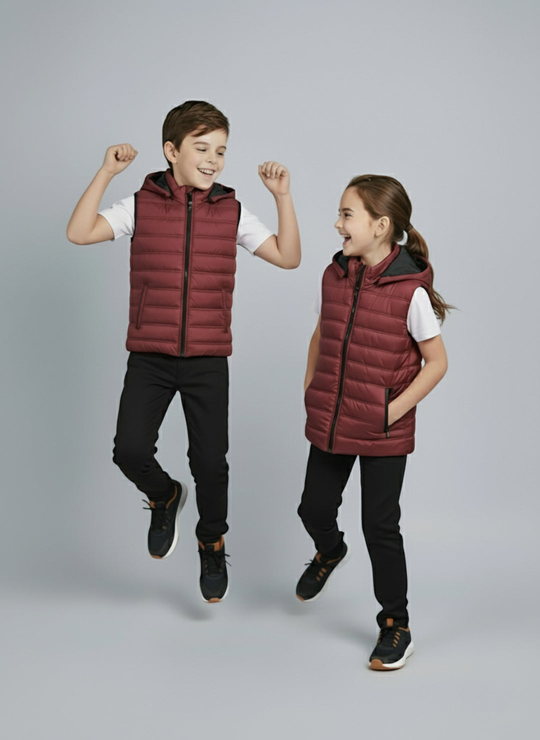 Removable Hood Puffer - Maroon Kids