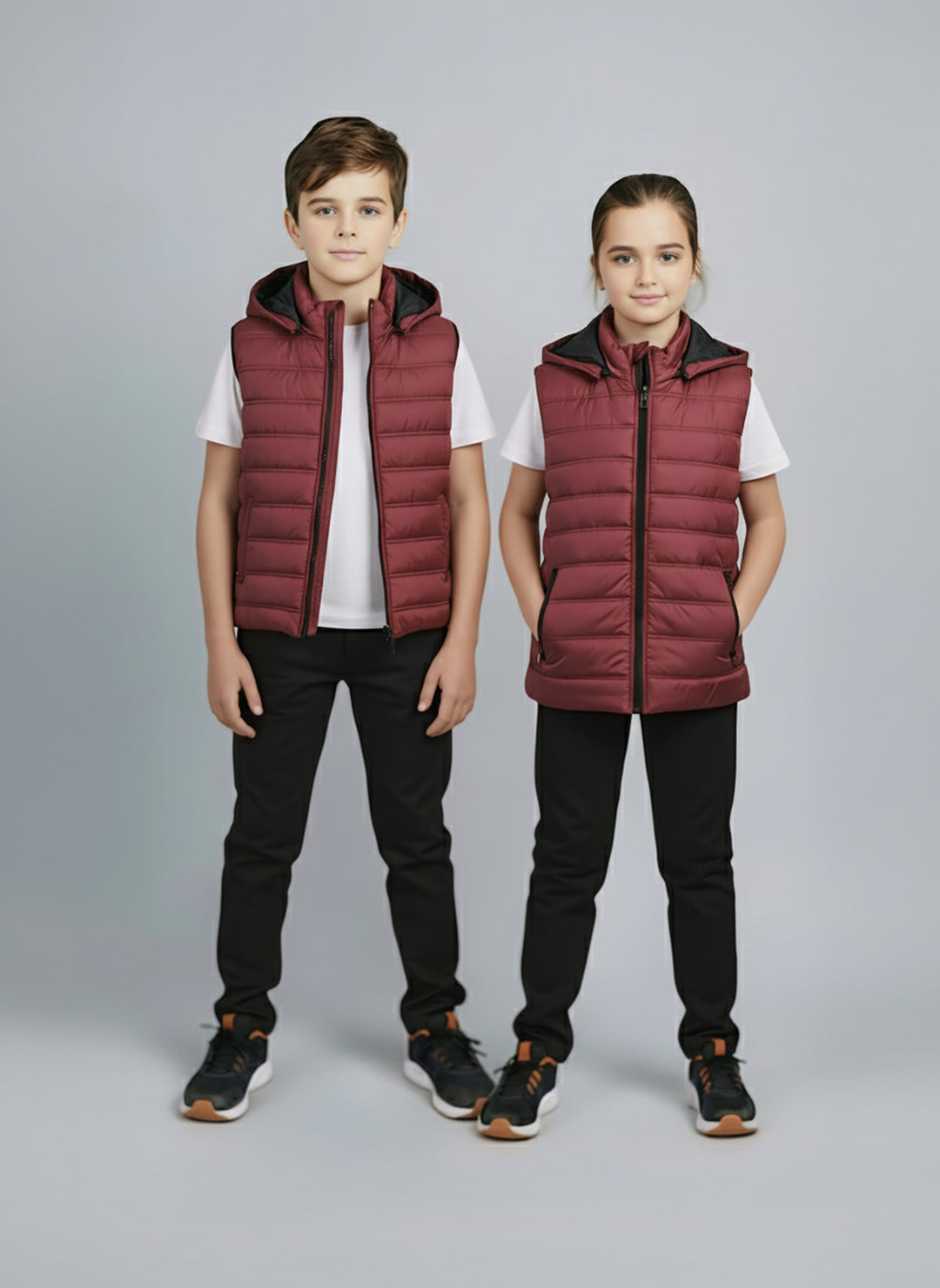 Removable Hood Puffer - Maroon Kids