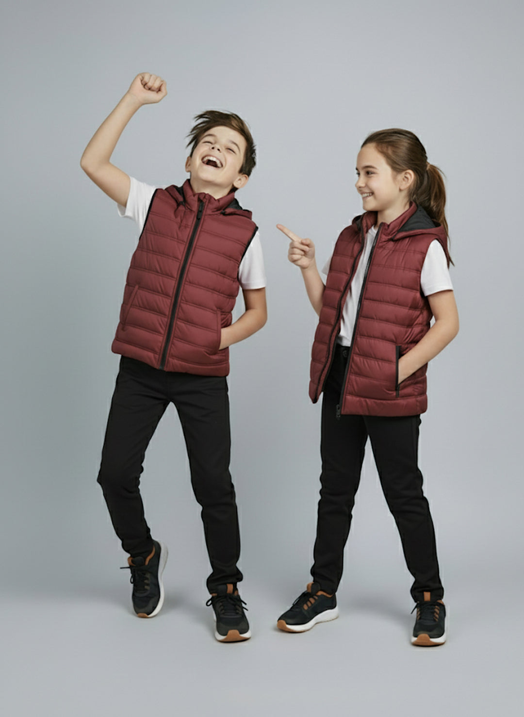 Removable Hood Puffer - Maroon Kids