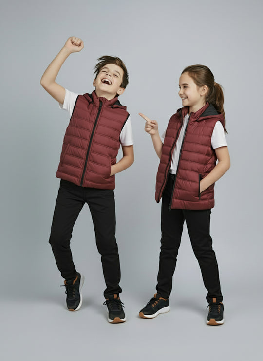 Removable Hood Puffer - Maroon Kids
