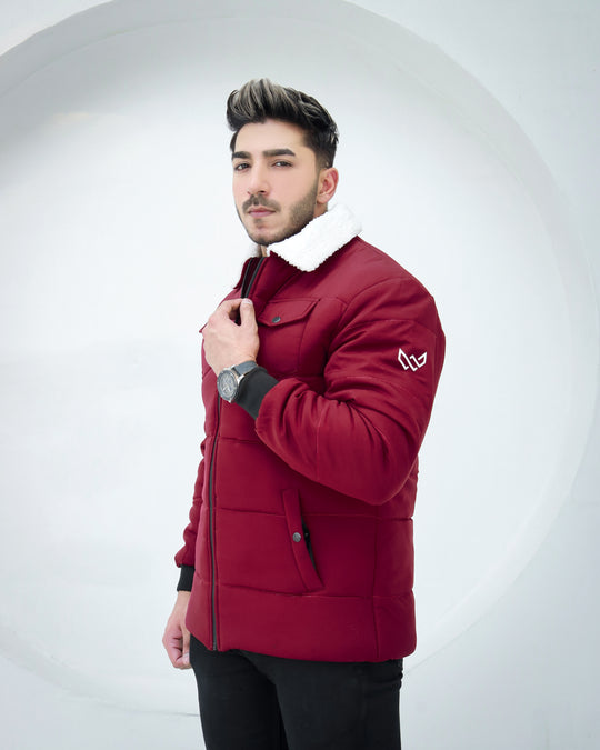 Classic Sherpa Collar Jacket - Maroon