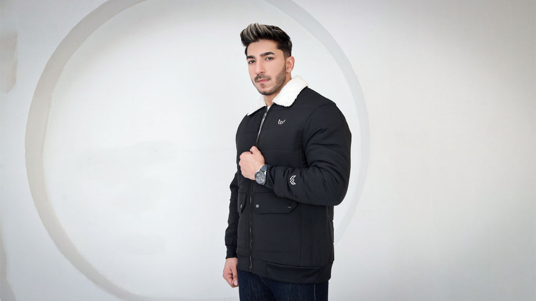 Classic Sherpa Collar Jacket - Black