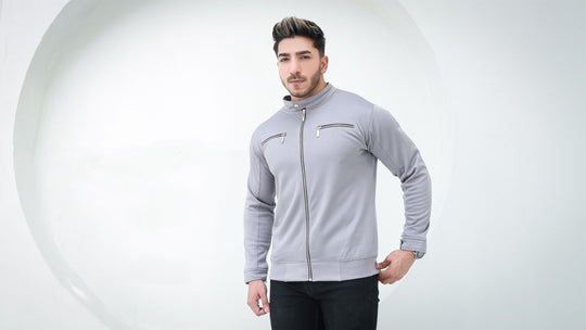 Grey zip-up winter wear