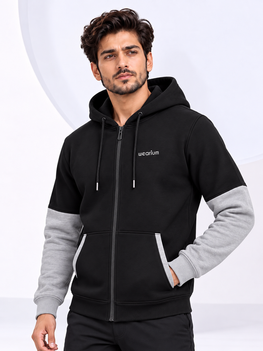 Matrix Zipper Hoodie – Black/Silver Premium Cotton