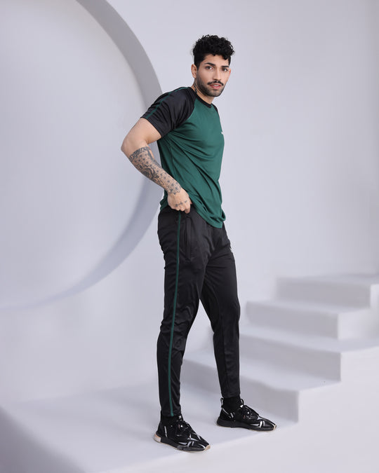 Green Round Neck Summer Tracksuit for Men - Wearium