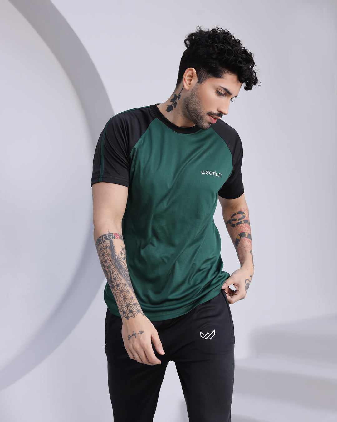 Green Round Neck Summer Tracksuit for Men - Wearium