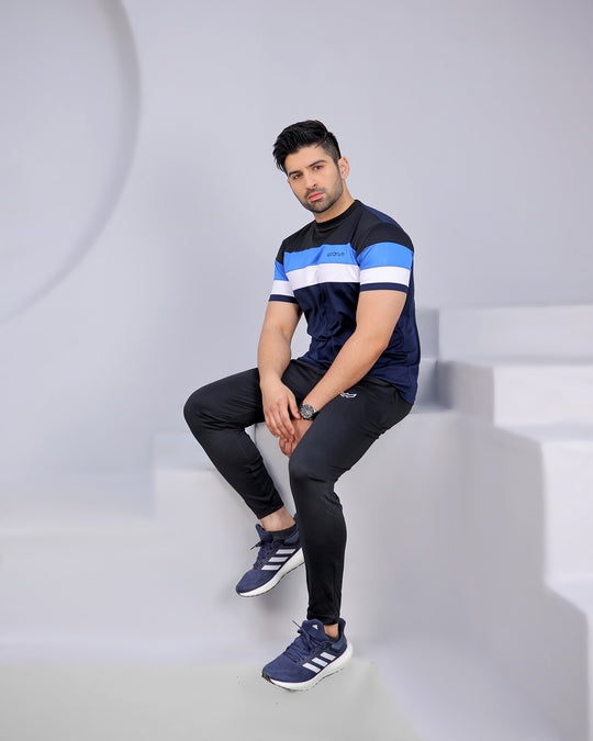 Slim-Fit Blue Tracksuit for Summer- Wearium