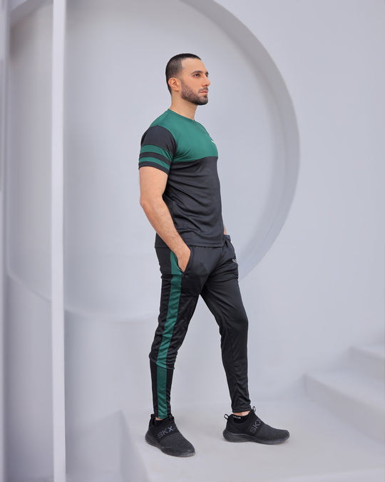 Green and Black Causual Tracksuit for Summer - Wearium