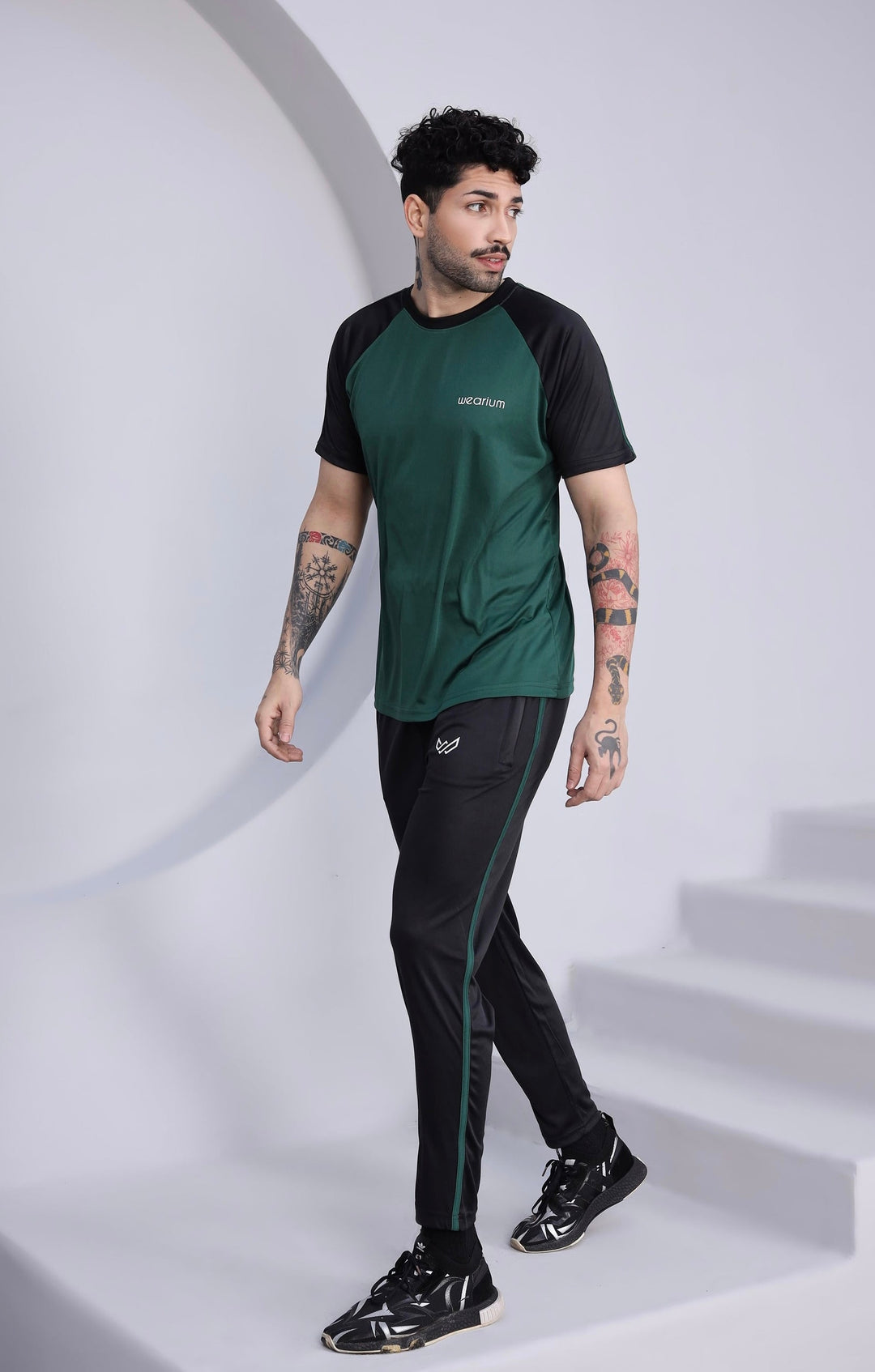 Green Round Neck Summer Tracksuit for Men - Wearium