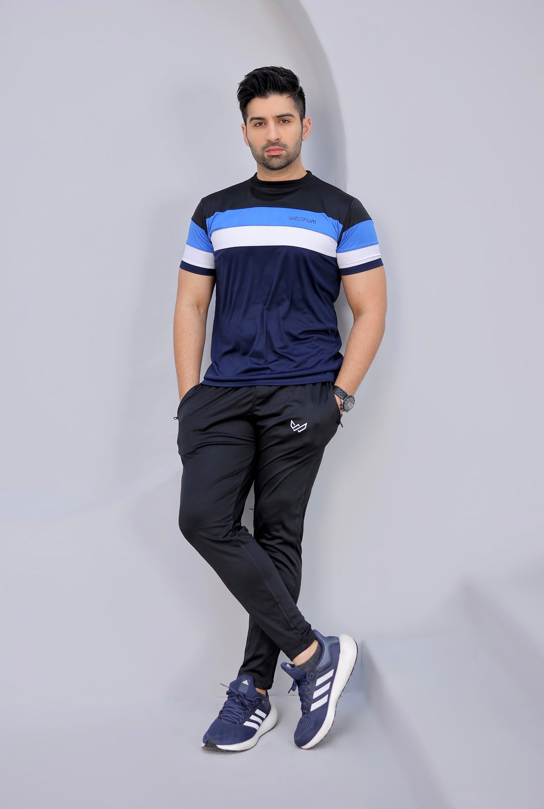 Slim-Fit Blue Tracksuit for Summer- Wearium