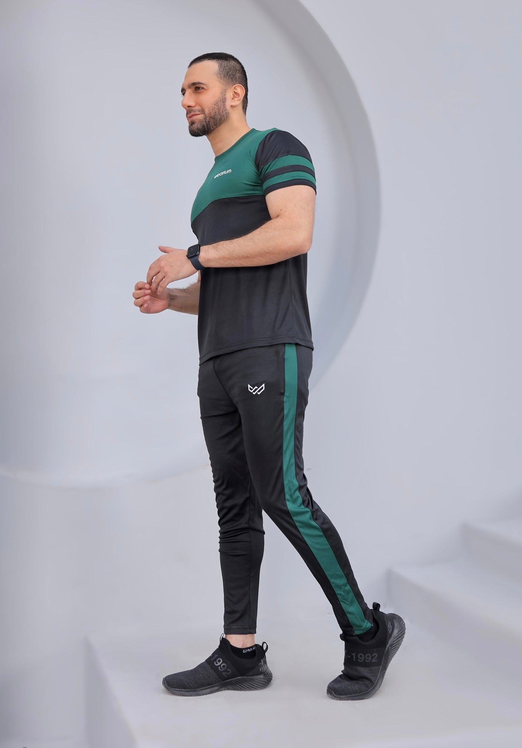 Green and Black Causual Tracksuit for Summer - Wearium